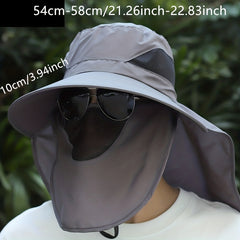 Breathable Wide Brim Bucket Hat With Neck Flap