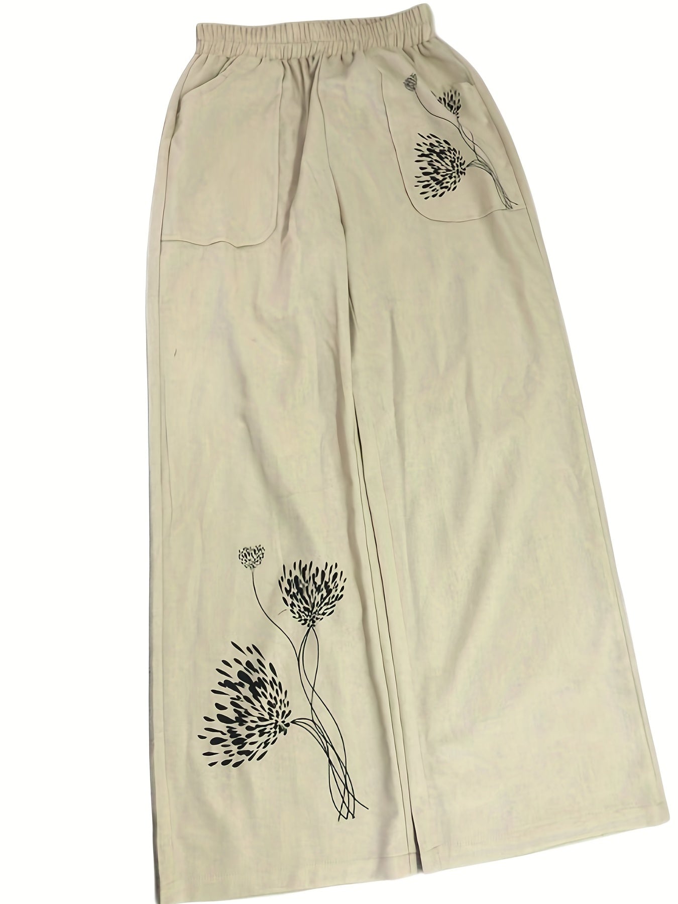 Floral Print Wide Leg Pants with Pockets Women's Clothing