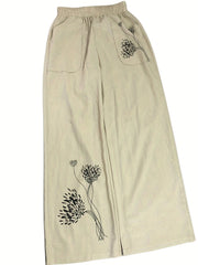 Floral Print Wide Leg Pants with Pockets Women's Clothing