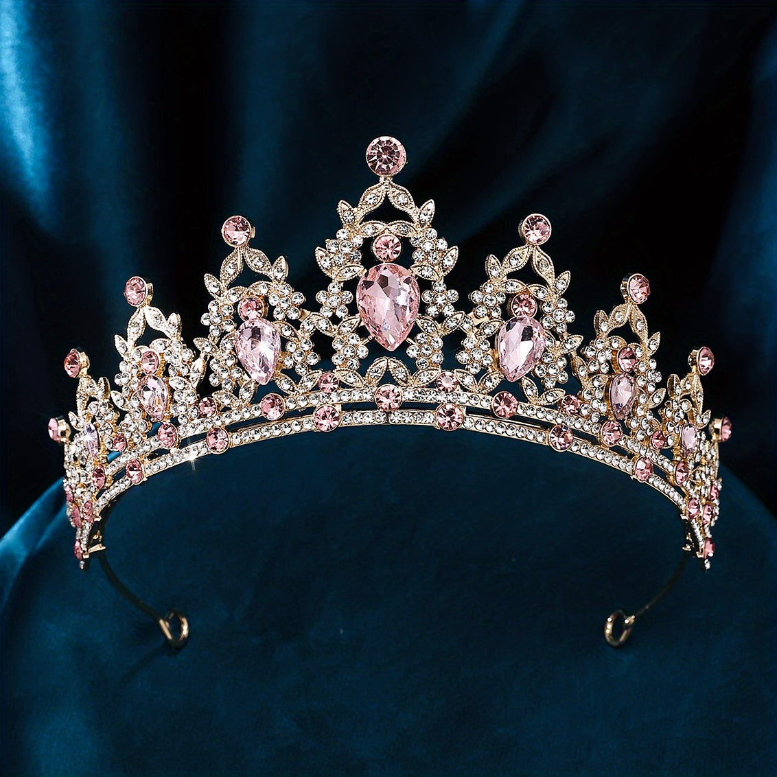 Alloy Inlaid Rhinestone Golden Hair Crown Wedding Tiara Crystal