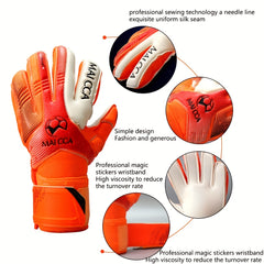 Pro Goalkeeper Gloves w/ Finger Protector & Bag for Soccer & Football