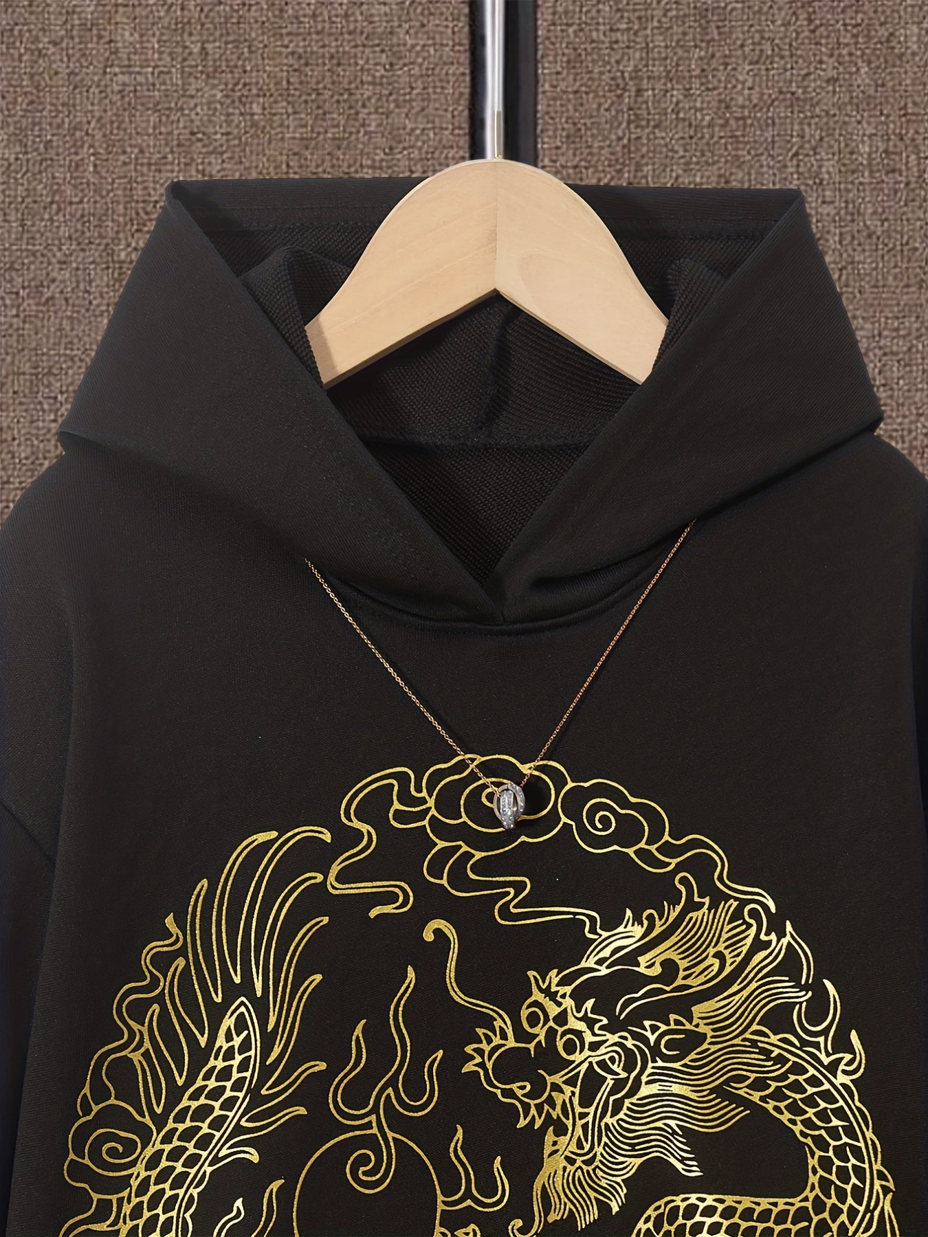 Boy's Dragon Pattern Hoodie Long Sleeve Top