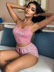 Women's Sleepwear Letter Print Cami & Shorts Pajama Set