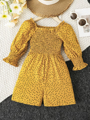 Girls Polka Dot Puff Sleeve Jumpsuit