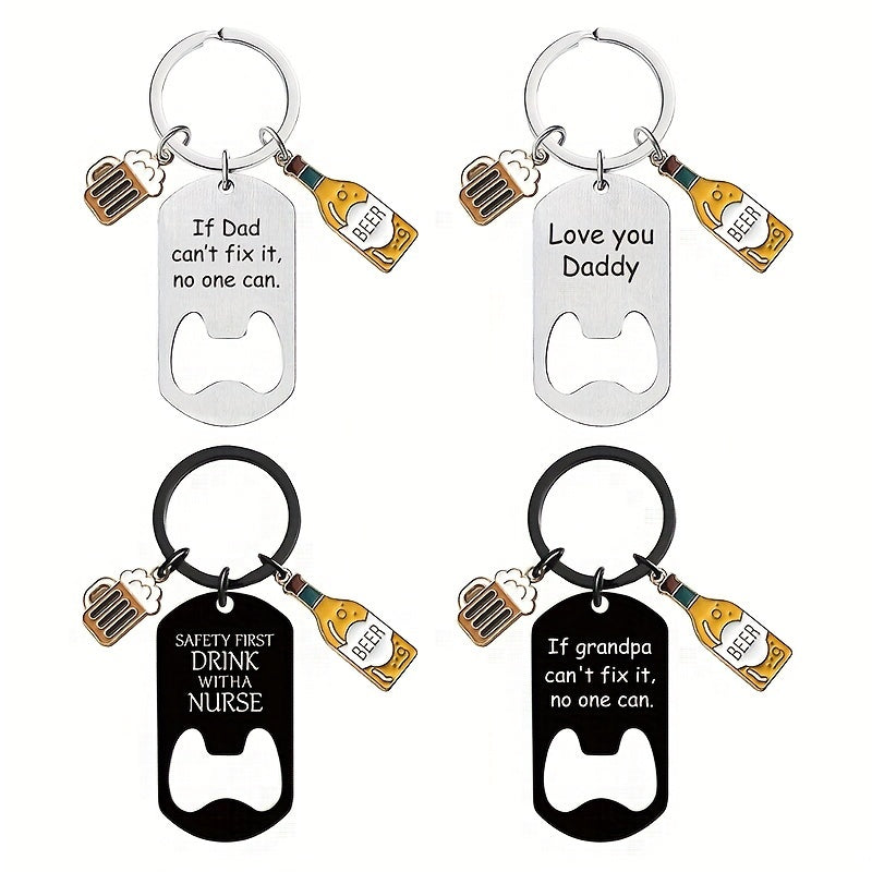 Stainless Steel Bottle Opener Keychain Wine Cup Pendant Key Ring
