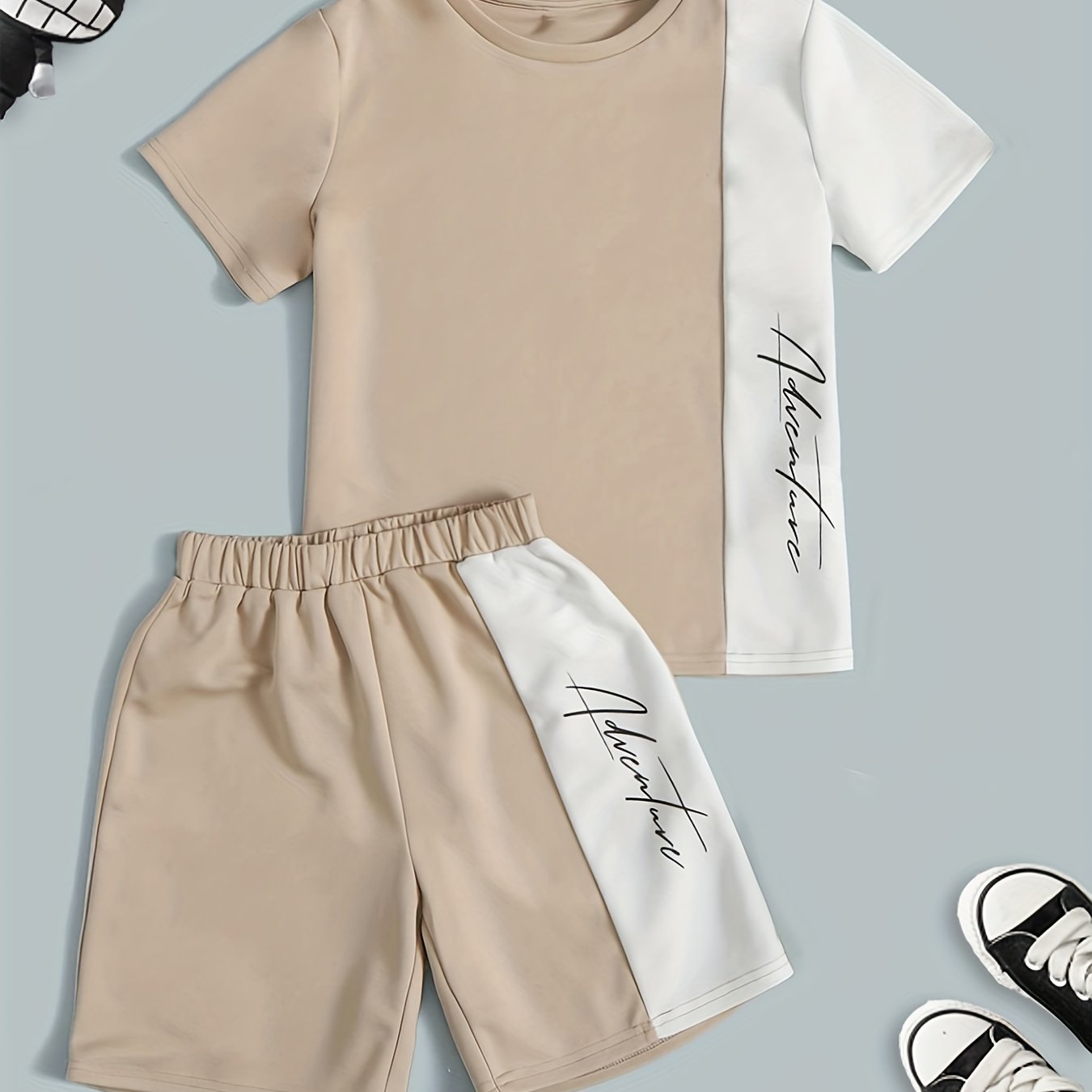 Boys Casual Block Letter Graphic Print T-shirt & Shorts Set