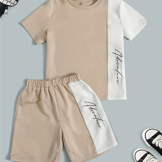 Boys Casual Block Letter Graphic Print T-shirt & Shorts Set