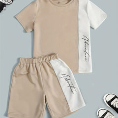 Boys Casual Block Letter Graphic Print T-shirt & Shorts Set