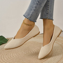 Women's Striped Detail Flat Shoes Pointed Toe Comfy Slip On