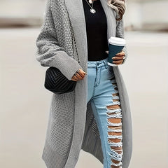 Casual Cardigan Women's Plus Solid Bat Sleeve Open Front