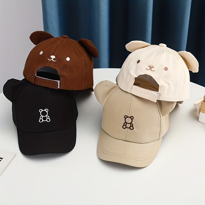 Kids' Bear Embroidered Sunshade Hat for Outdoor Activities