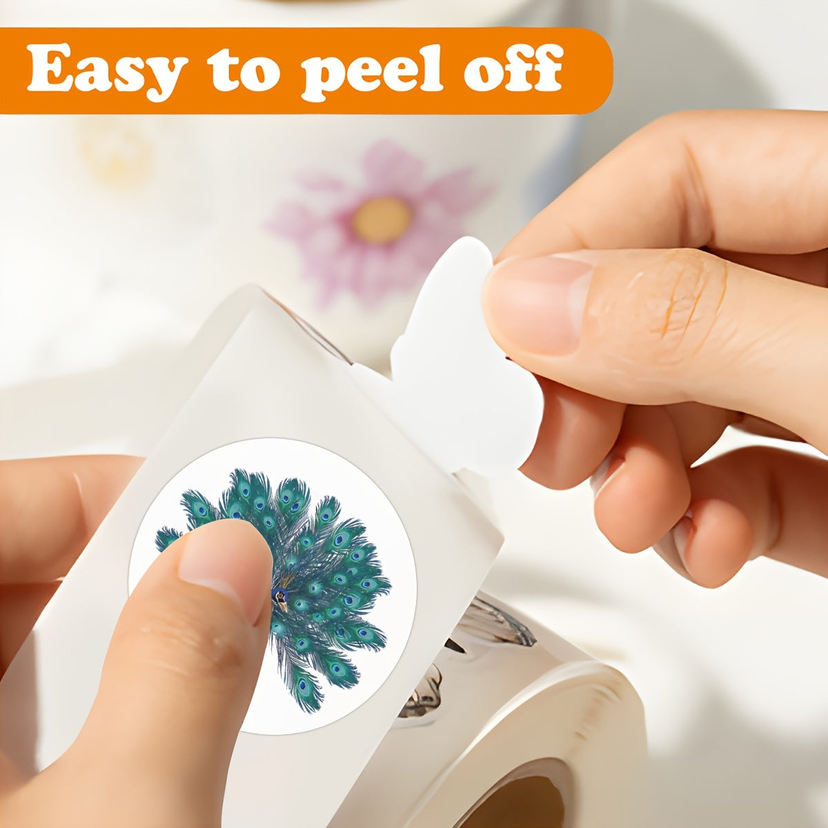 500pcs Peacock Stickers Roll Vinyl Stickers Scrapbook Journaling Laptop Bumper