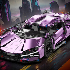 1300 pcs Plated Purple Sports Car Model Kit Building Blocks