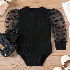 Baby Girl Polka Dot Mesh Sleeve Jumpsuit