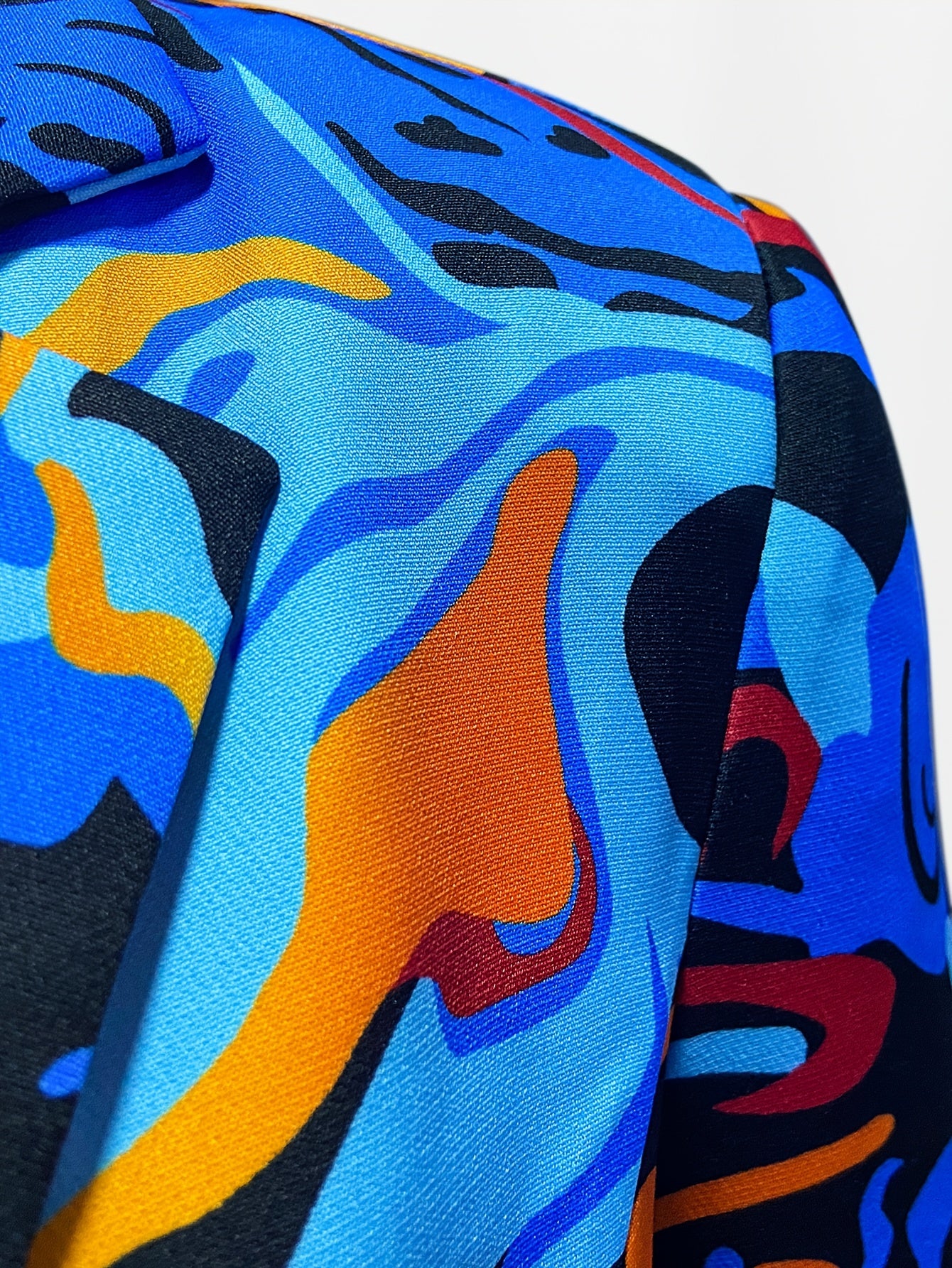 Abstract Print Button Front Blazer Long Sleeve Blazer For Office