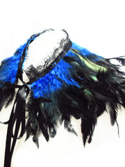 Multicolor Feather Pattern Shawl Cape Set 2 Piece