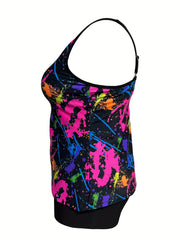 Vacay Tankini Set Women's Plus Splash Print Cami Top & Shorts Swimsuit