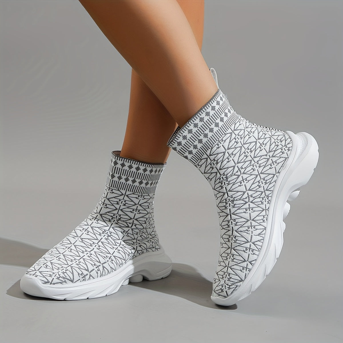 Women's High Top Sock Boots Slip On Ankle Boots