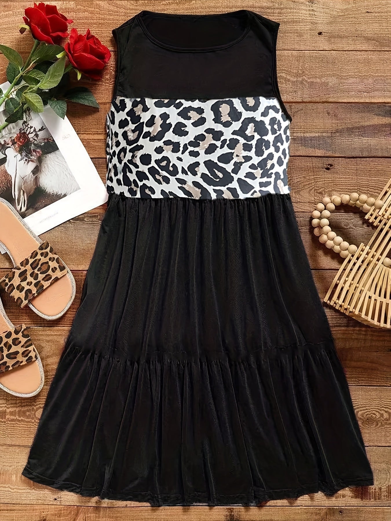 Leopard Print Smock Dress