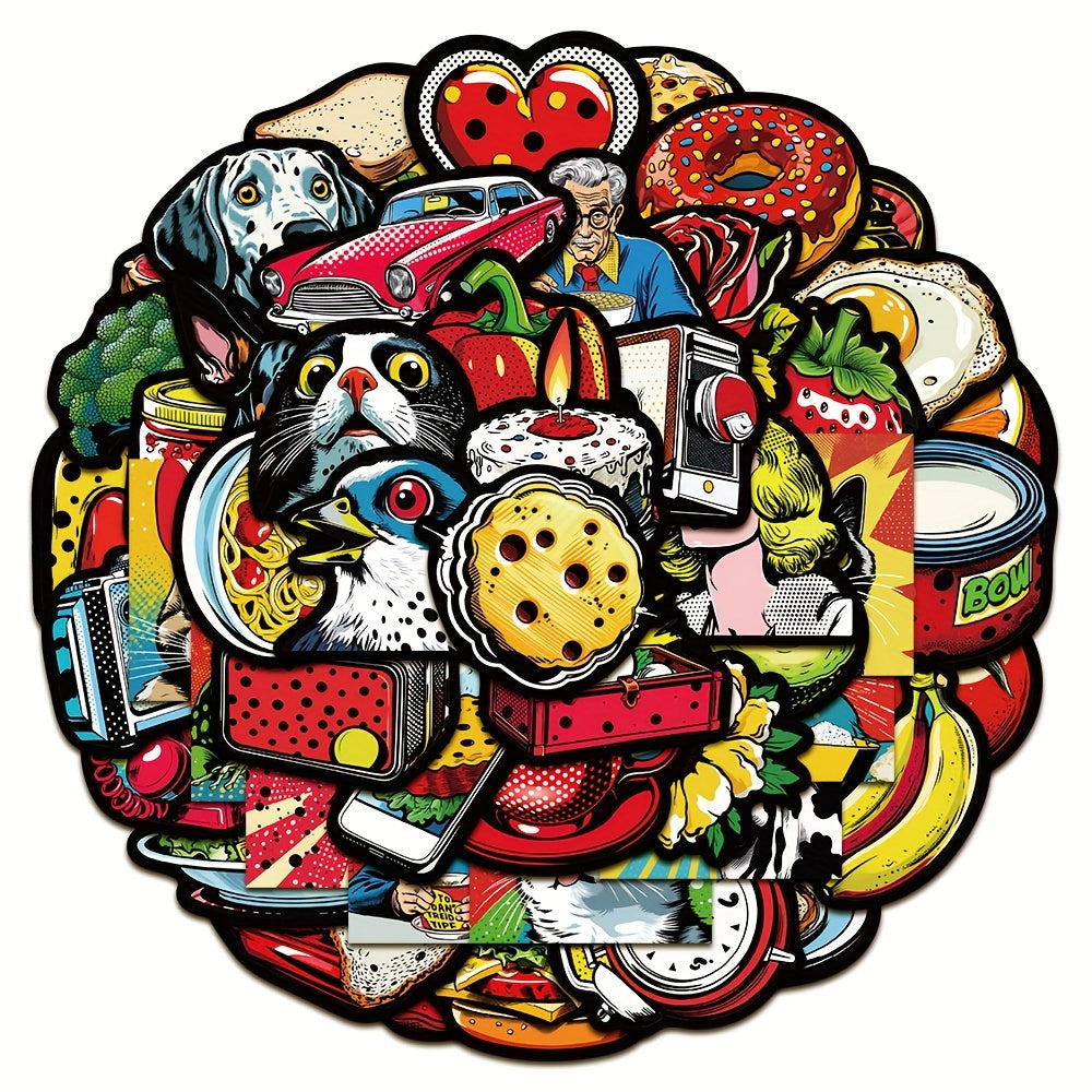 50pcs Retro Waterproof Vinyl Stickers Water Bottles Laptops Skateboards Luggage