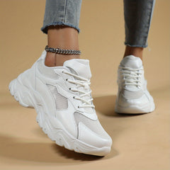 Women's Breathable Mesh Chunky Sneakers Casual Lace Up Outdoor Shoes