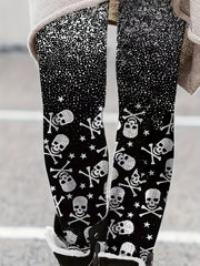 Women's Plus Gothic Skull & Splash Print Leggings