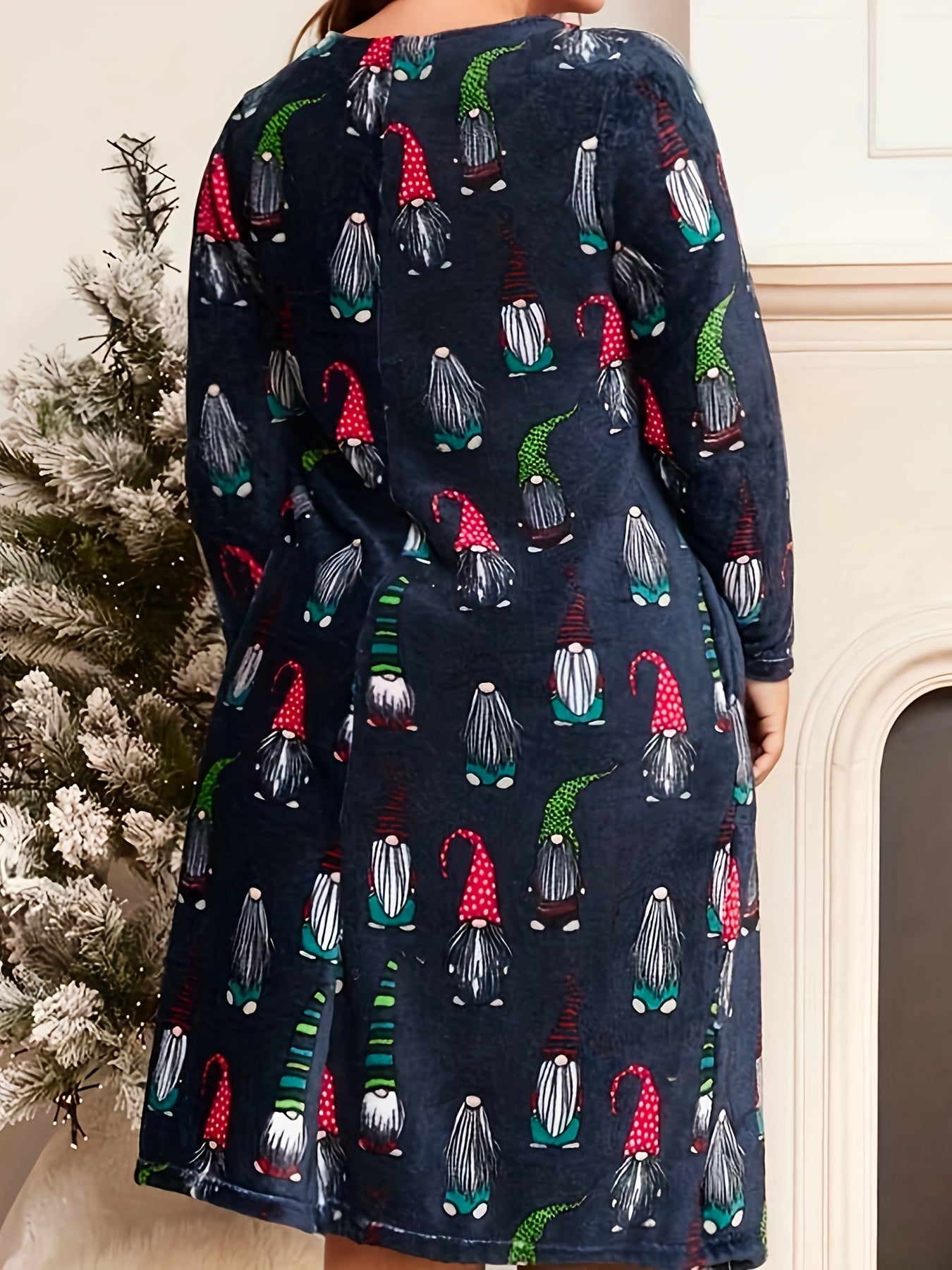 Christmas Casual Dress Women's Plus Graphic Print Long Sleeve Dress