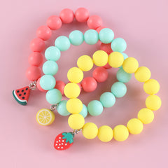 Girls Soft Pottery Fruit Pendant Kids Bead Bracelet