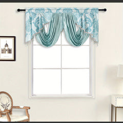 Retro Jacquard Valance Tassel Double Wave Curtain Head