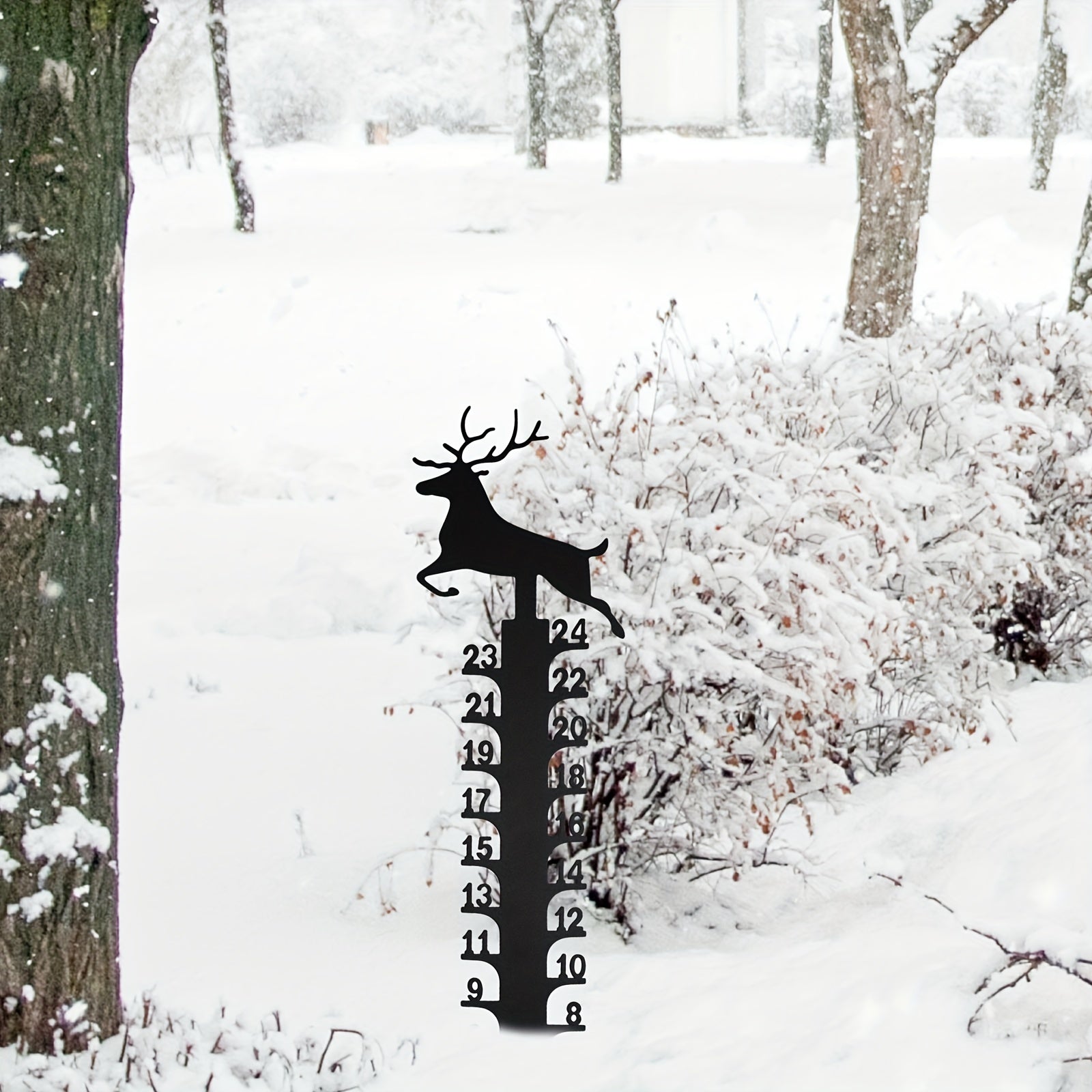 Metal Deer Snow Gauge Reindeer Garden Stake Christmas Elk Snow Measuring Ruler