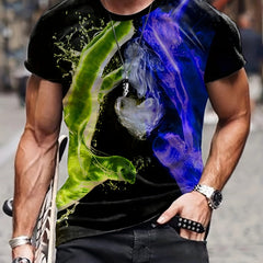 Men's 3D Print Sports T shirt, Casual Round Neck Tee Shirt for Summer