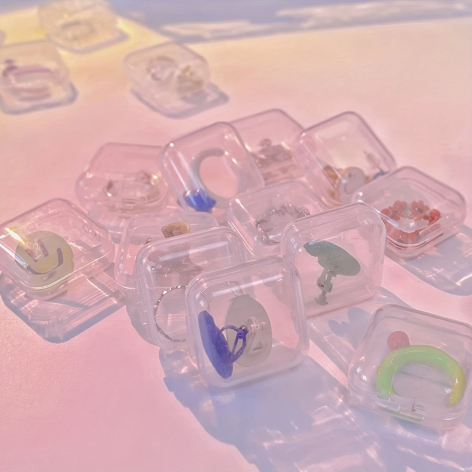 10pcs Transparent Small Storage Box Anti Oxidation Jewelry Case