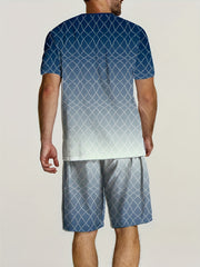 Ombre Diamond Pattern Print Men's 2Pcs Outfits