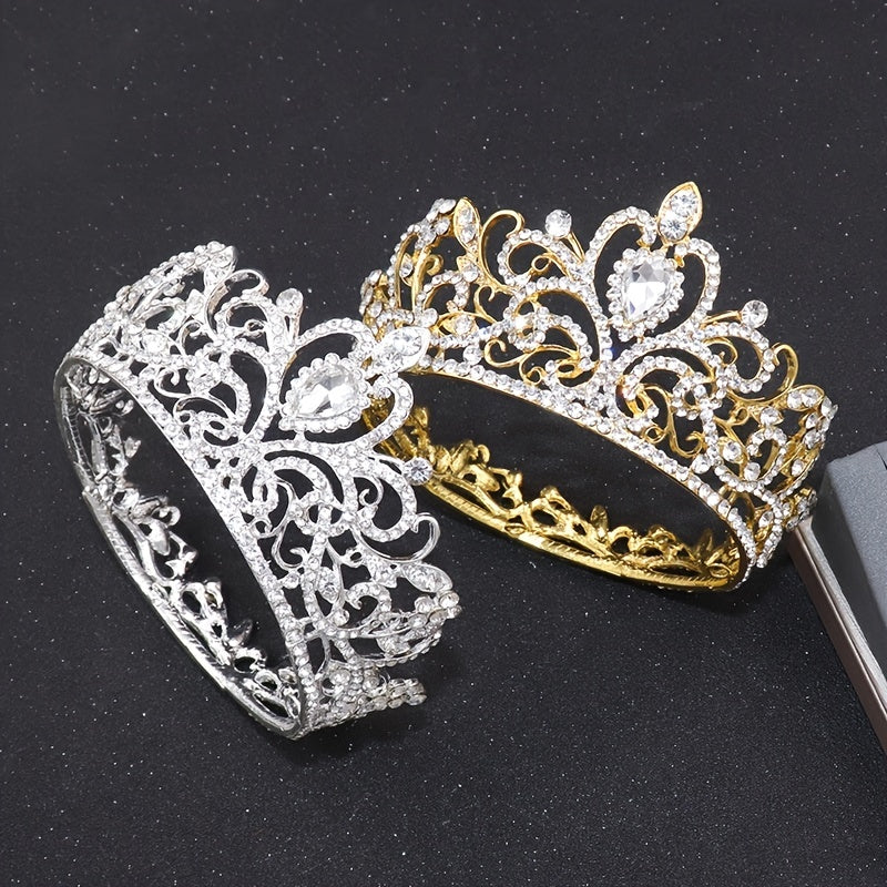 Golden Silvery Tiara Crystal Rhinestone Crown Cake Topper Birthday Girl