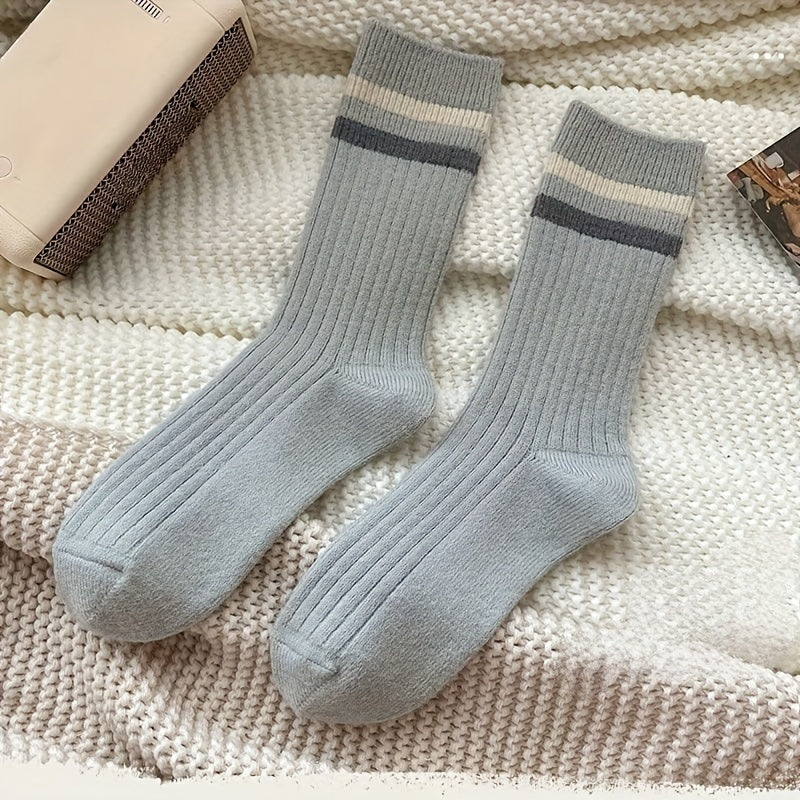 5 Pairs Colorblock Striped Socks Women's Stockings
