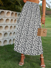 Floral Print Elastic Waist Skirt for Women