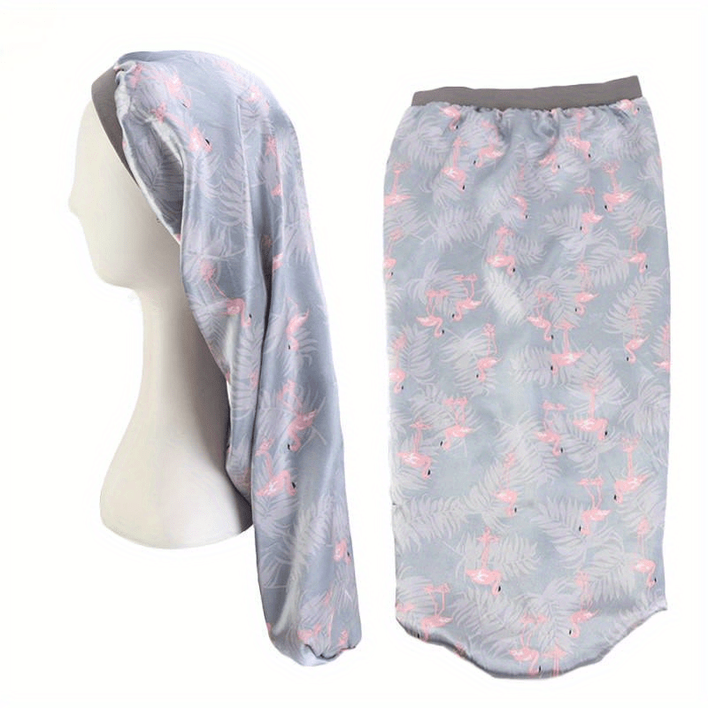 Flower Print Satin Bonnet Soft Long Hair Sleep Cap