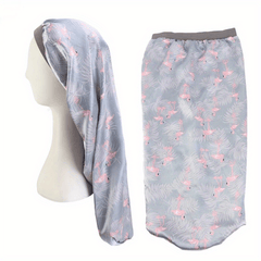 Flower Print Satin Bonnet Soft Long Hair Sleep Cap