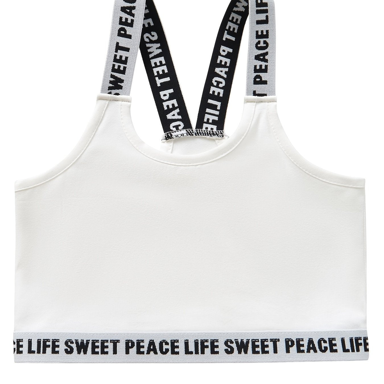 Girls Training Bra Stretchy Alphabets Sports Bralette Sleeveless Crops