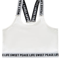 Girls Training Bra Stretchy Alphabets Sports Bralette Sleeveless Crops