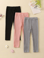3-Pack Toddler Girl's High Waist Ribbed Knit Leggings