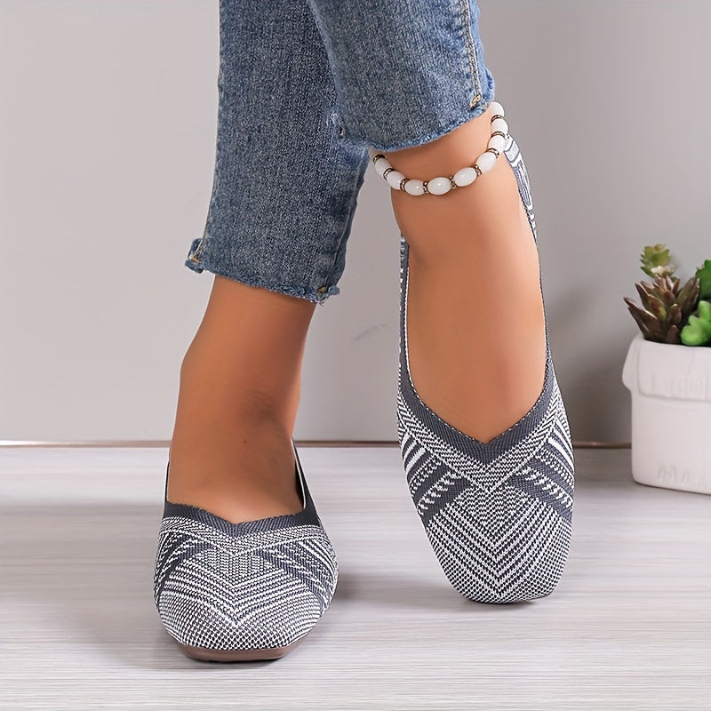 Yellow & Striped Flat Shoes Breathable Slip On Lightweight Walking Shoes