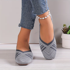 Yellow & Striped Flat Shoes Breathable Slip On Lightweight Walking Shoes