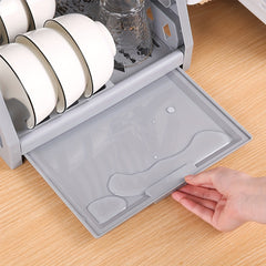 Kitchen Storage Shelf Plastic Drain Rack Beige Organizer