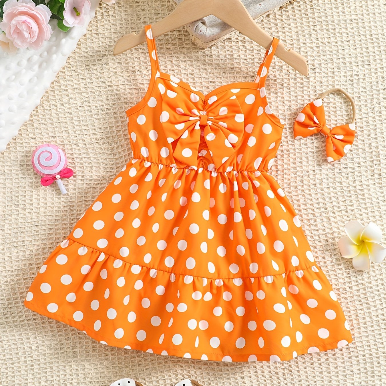 Cute Polka Dot Playwear for Baby Girls Cotton Casual Dress with Suspenders
