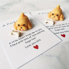 Pocket Hug Card Dog Polyresin Easter Graduation