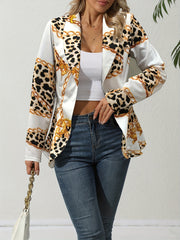 Geo Print Open Front Blazer Vintage Lapel Long Sleeve Blazer