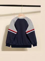 Kid's Cartoon Pattern Sweatshirt Raglan Pullover Crew Neck Long Sleeve Top
