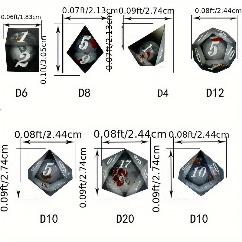 7pcs Resin Santa Running Dice Set For Board Game Polyhedron Dices