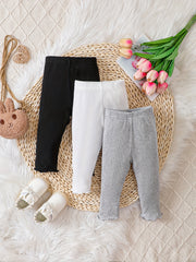 Baby Girl's Ribbed Knit Bottoming Trousers Set
